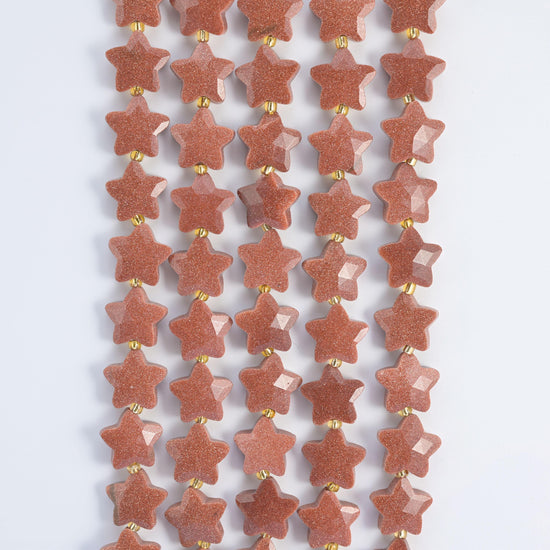 Gold Sandstone 5 Pointed Star Faceted Gemstone Beads, Size 14mm - Mycrazycrystal