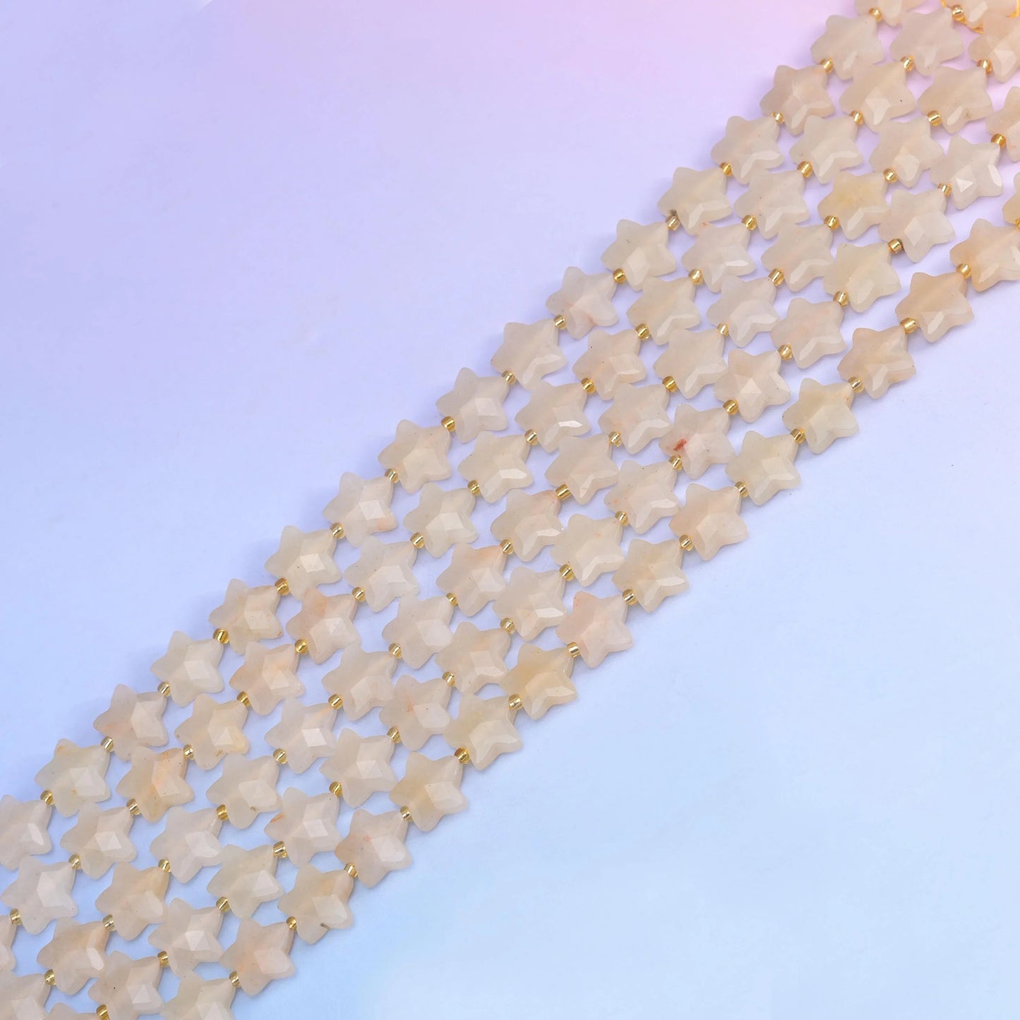 Natural Yellow Jade 5 Pointed Star Faceted Gemstone Beads, Size 14mm - Mycrazycrystal