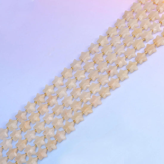 Natural Yellow Jade 5 Pointed Star Faceted Gemstone Beads, Size 14mm - Mycrazycrystal