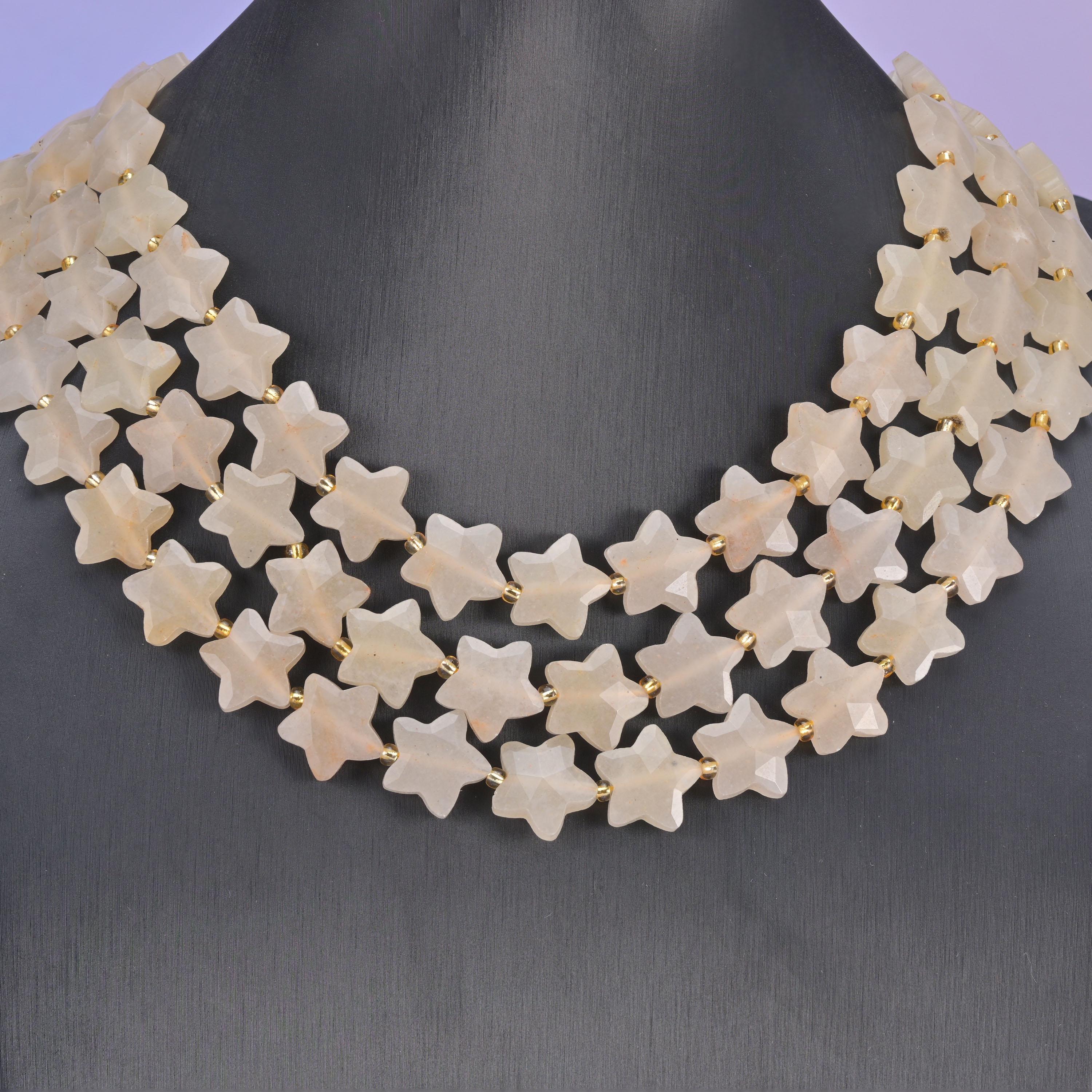 Natural Yellow Jade 5 Pointed Star Faceted Gemstone Beads, Size 14mm - Mycrazycrystal