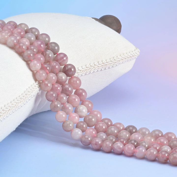 Natural Madagascar Multi-Color Rose Quartz Smooth Round Bead, Size 6mm, 8mm - Mycrazycrystal