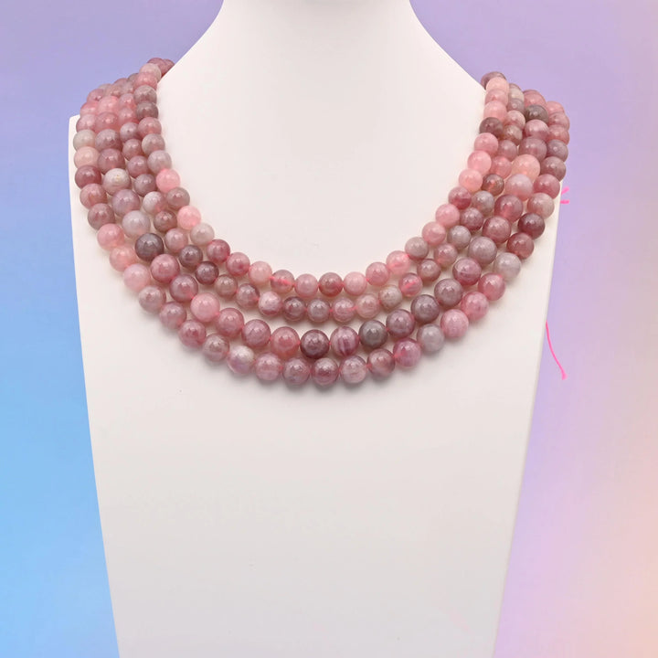 Natural Madagascar Multi-Color Rose Quartz Smooth Round Bead, Size 6mm, 8mm - Mycrazycrystal