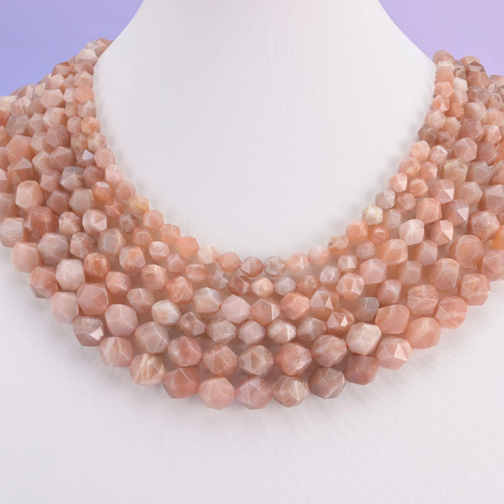 Natural Sunstone Diamond Star Cut Gemstone Beads, Size 6mm, 8mm, 10mm - Mycrazycrystal