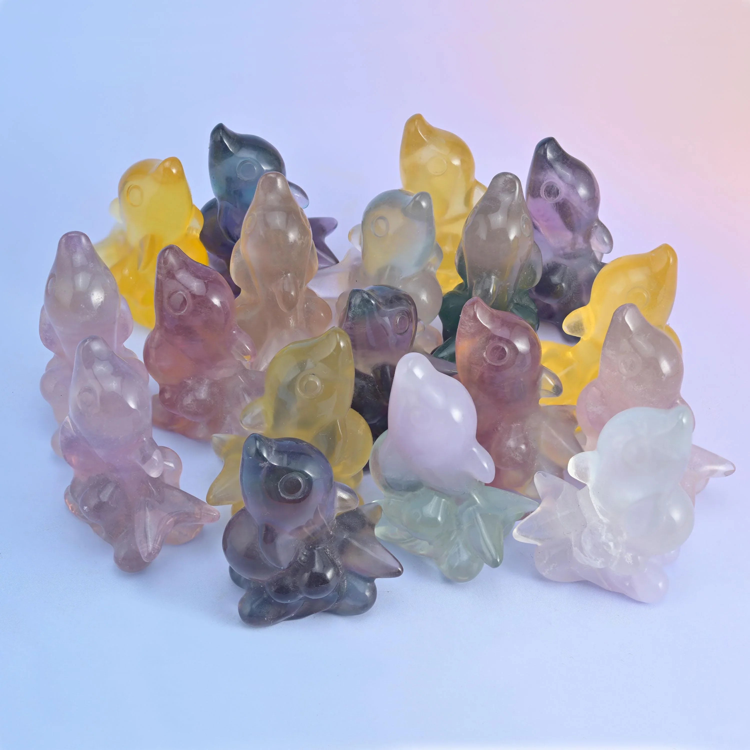 1.5" Cute Small Dolphin Crystal Carving, Dolphin Gemstone Figurine - Mycrazycrystal