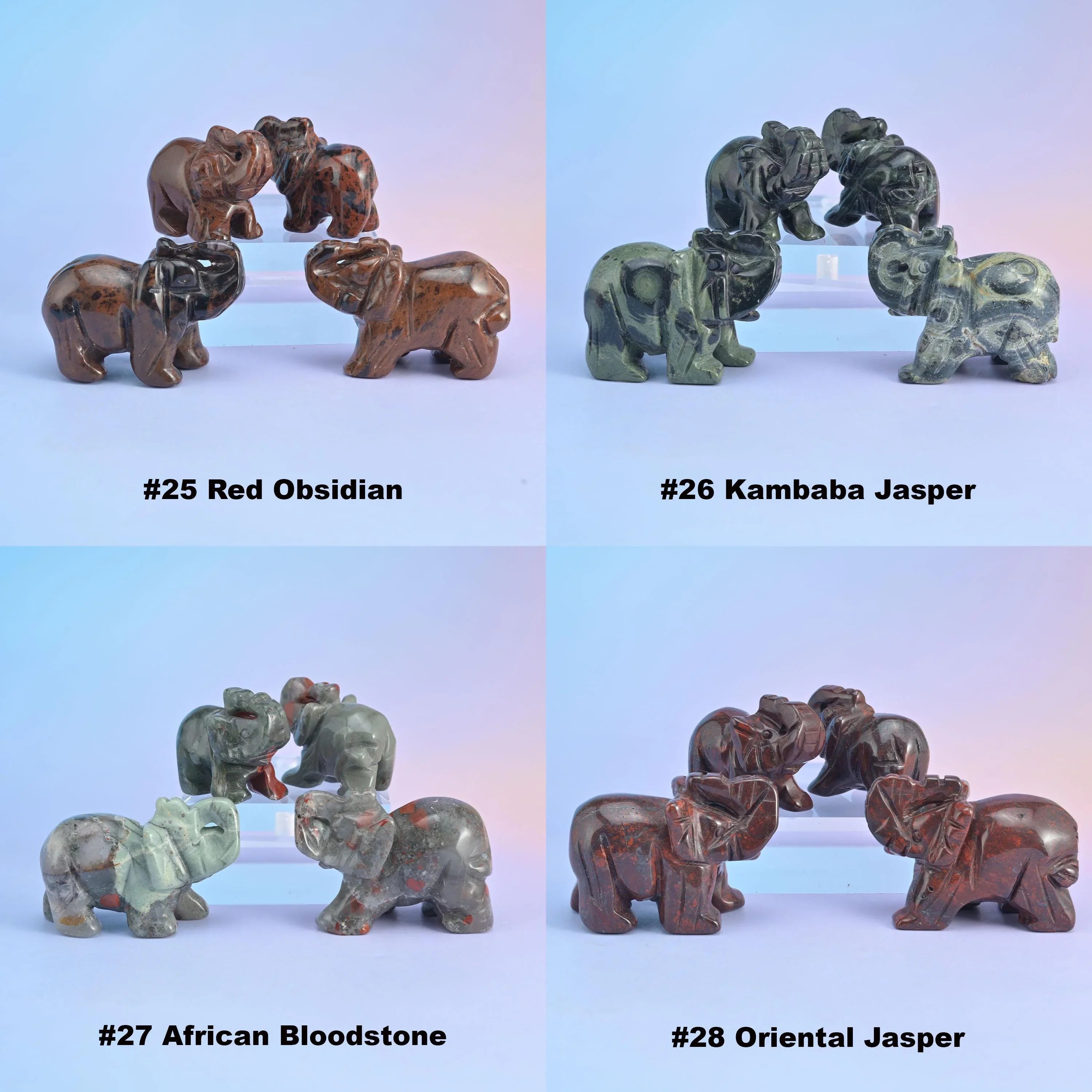 1.5" 2" Cute Small Elephant Crystal Carving Figurine, Random Pick of 3 or 5 - Mycrazycrystal