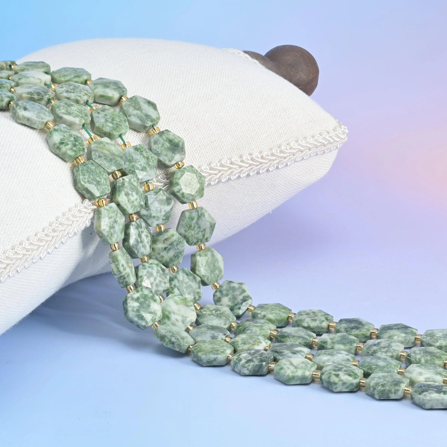 Natural Moss Tree Agate Flat Hexagon Faceted Gemstone Beads, Size 12mm - Mycrazycrystal