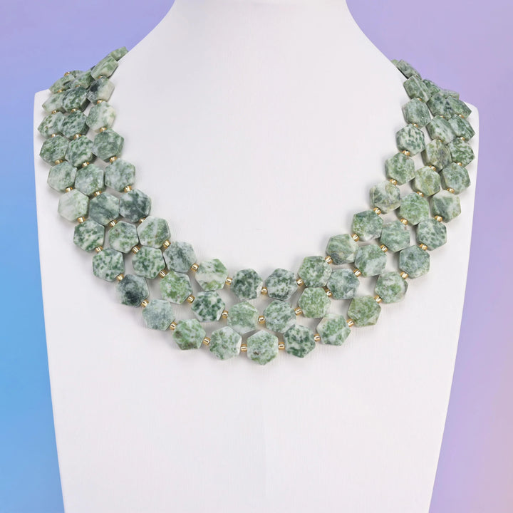 Natural Moss Tree Agate Flat Hexagon Faceted Gemstone Beads, Size 12mm - Mycrazycrystal