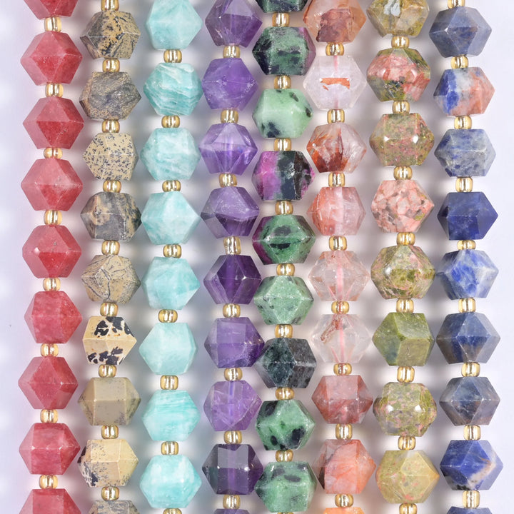 10mm Diamond Rhombus Faceted 8 Sides Beads - Jewelry Making - 15.5 Inches Strand Length - S1 - Mycrazycrystal