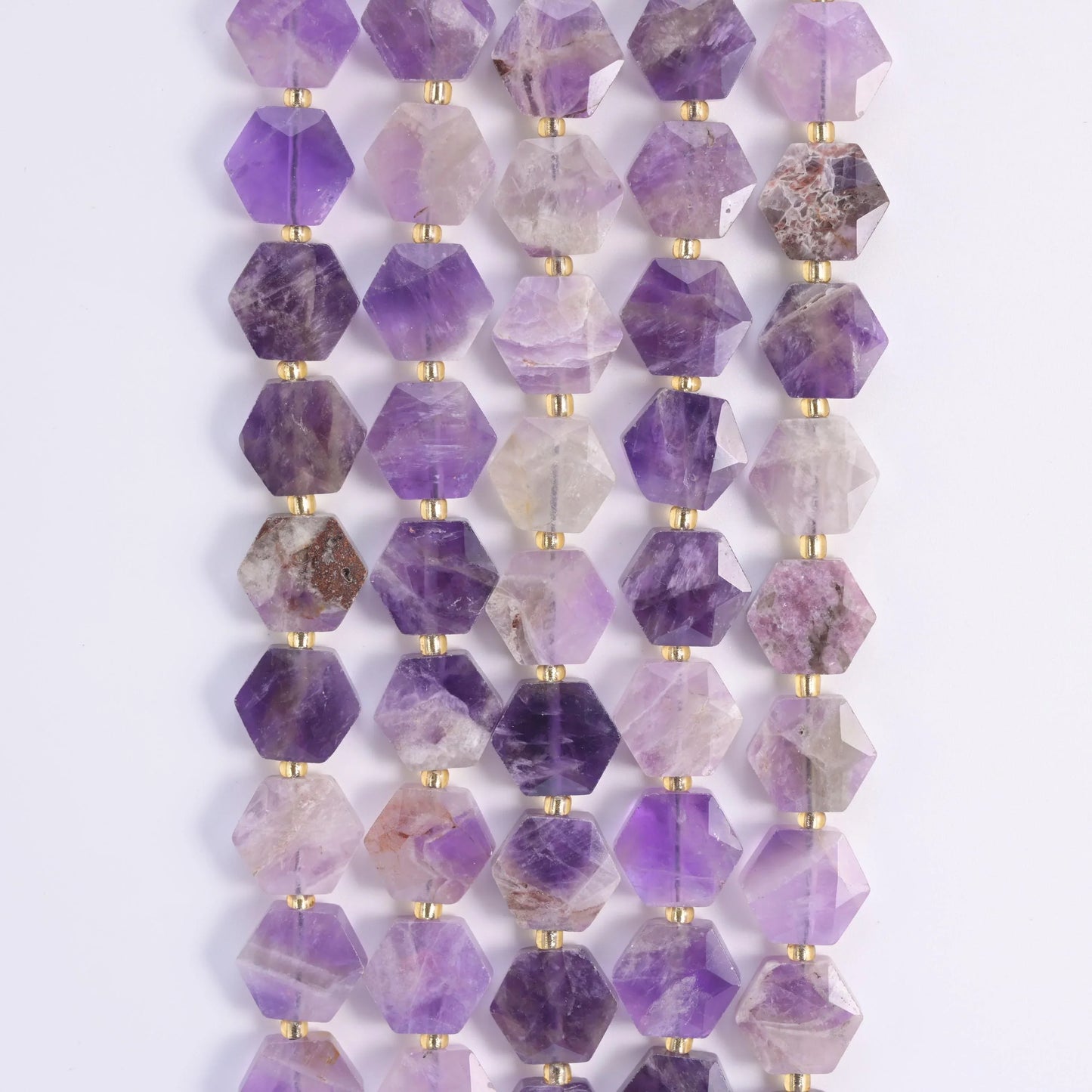 Natural Amethyst Flat Hexagon Faceted Gemstone Beads, Size 12mm - Mycrazycrystal