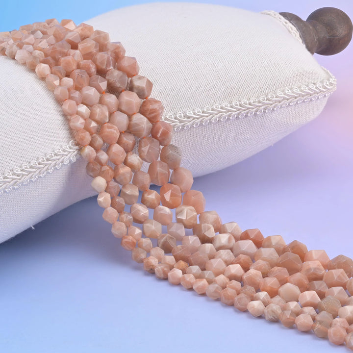 Natural Sunstone Diamond Star Cut Gemstone Beads, Size 6mm, 8mm, 10mm - Mycrazycrystal