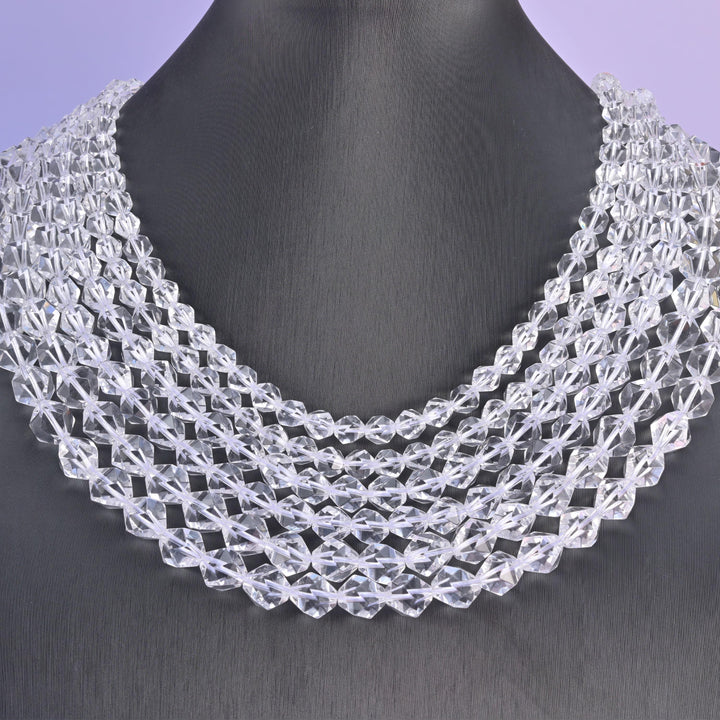 Natural Clear Quartz Diamond Star Cut Gemstone Beads, Size 6mm, 8mm, 10mm - Mycrazycrystal