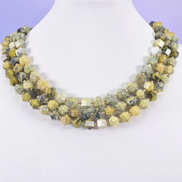 Yellow Howlite Gemstone Faceted Diamond Rhombus Beads - Size 10mm - Jewelry Making Beads - 15.5 Inches Per Strand - Mycrazycrystal