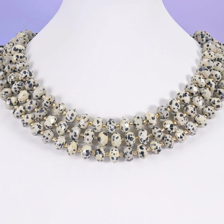 Dalmatian Jasper Faceted Rondelle Beads Size 6x10mm Jewelry Making 15.5 Inch Strand