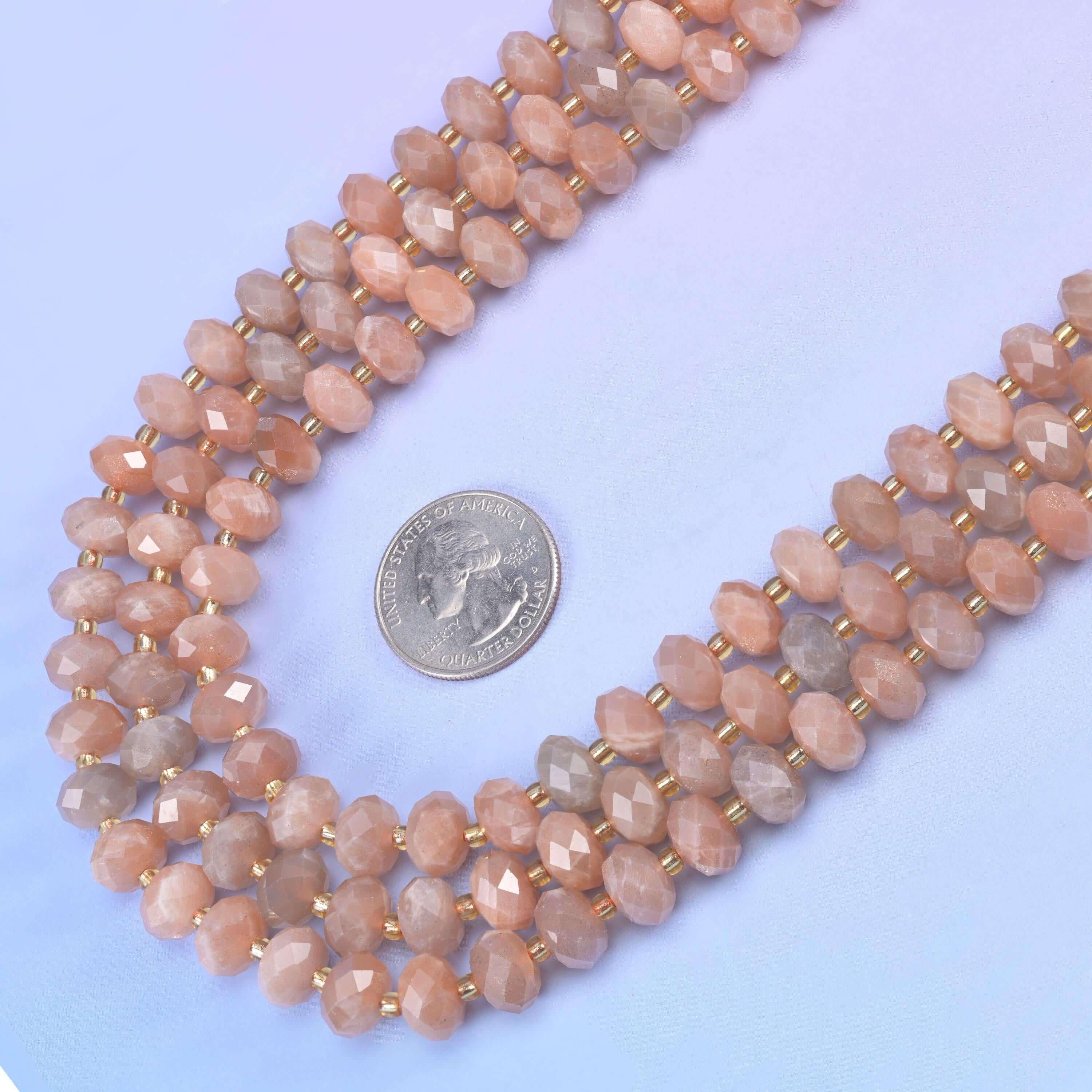 Orange Sunstone Faceted Rondelle Beads Size 6x10mm Jewelry Making 15.5 Inch Strand