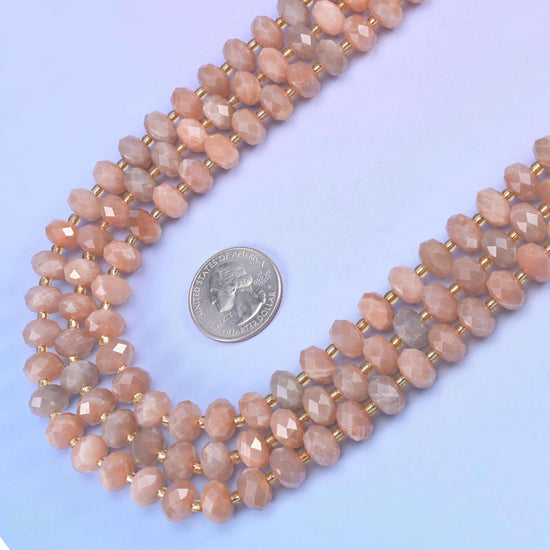 Orange Sunstone Faceted Rondelle Beads Size 6x10mm Jewelry Making 15.5 Inch Strand