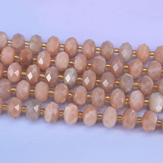 Orange Sunstone Faceted Rondelle Beads Size 6x10mm Jewelry Making 15.5 Inch Strand