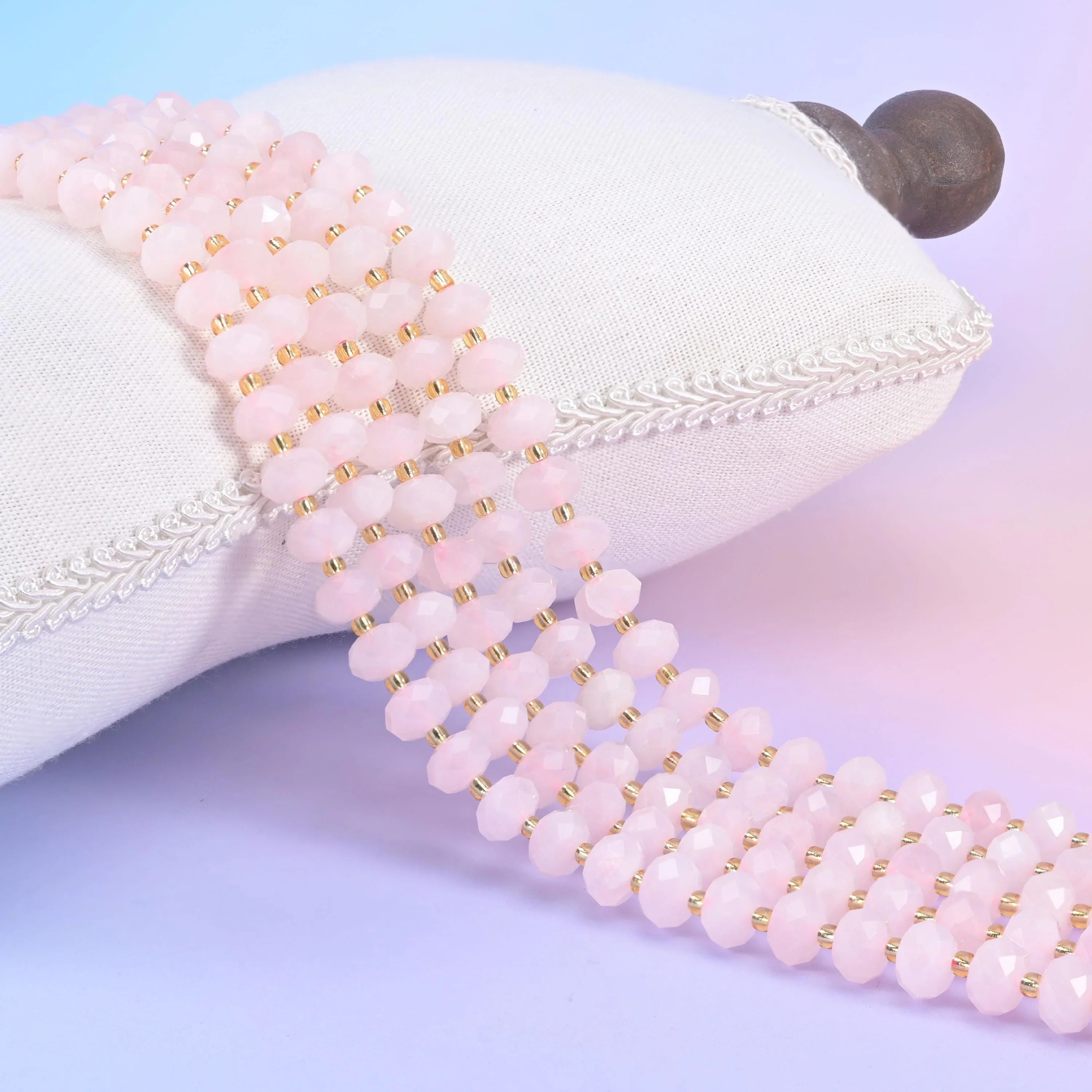 Rose Quartz Faceted Rondelle Beads Size 6x10mm Jewelry Making 15.5 Inch Strand