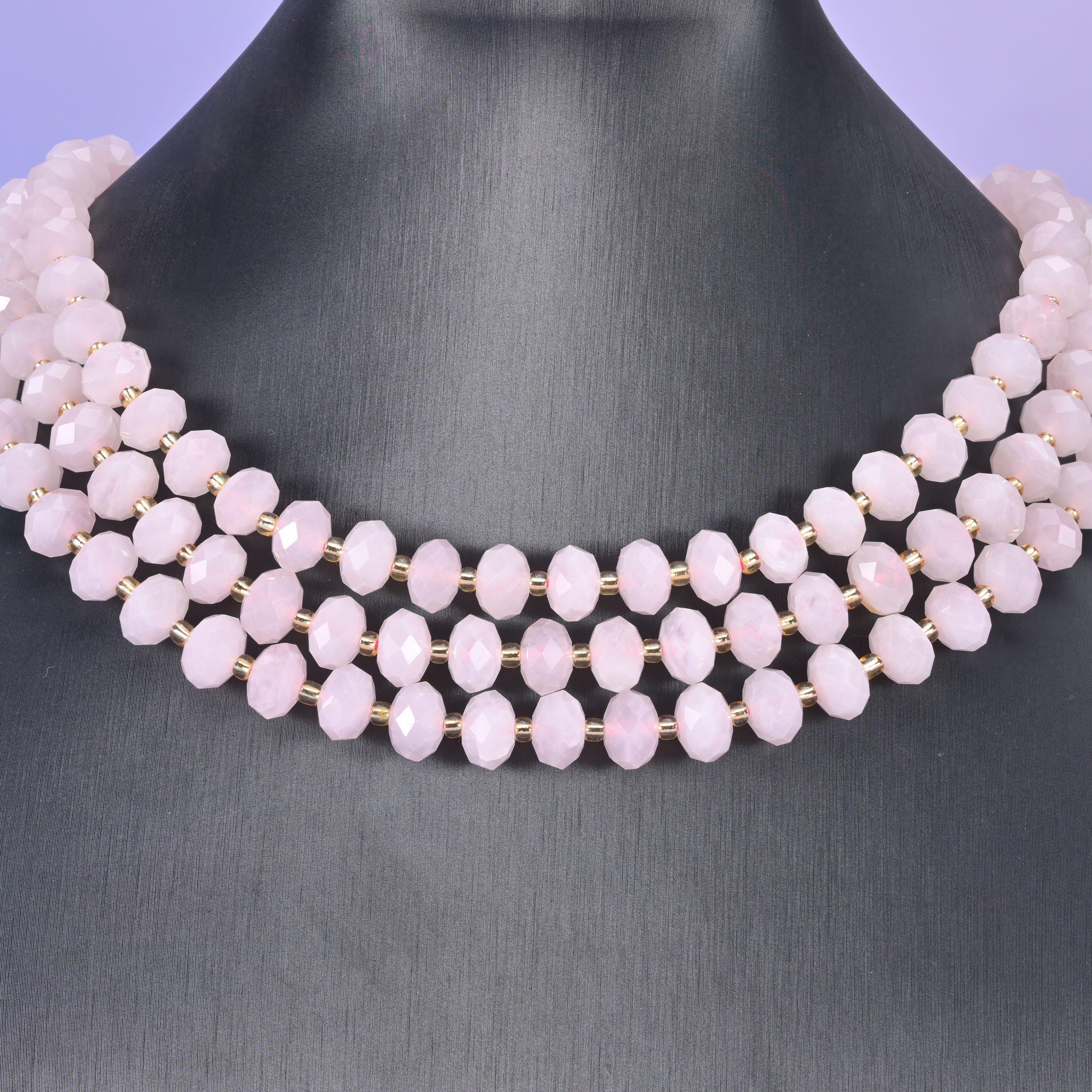 Rose Quartz Faceted Rondelle Beads Size 6x10mm Jewelry Making 15.5 Inch Strand