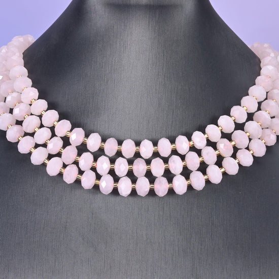 Rose Quartz Faceted Rondelle Beads Size 6x10mm Jewelry Making 15.5 Inch Strand