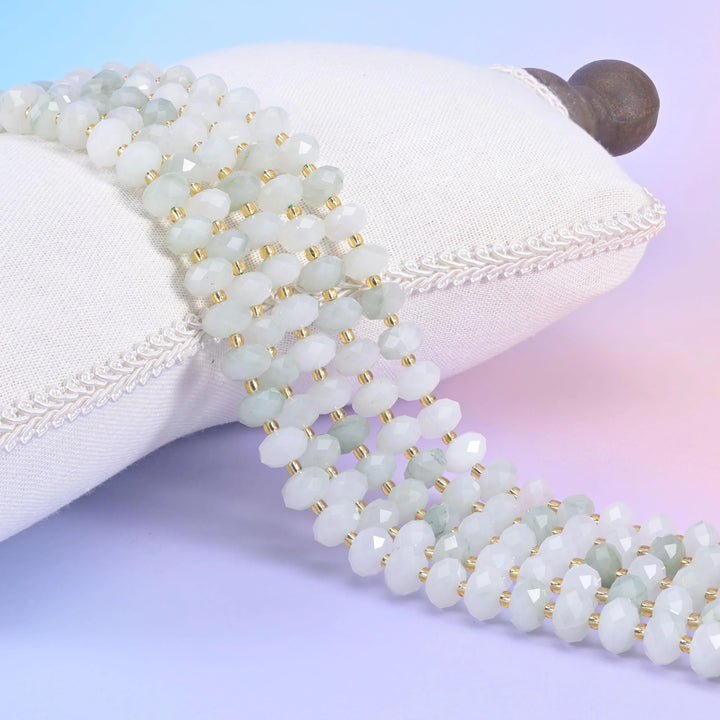 Tianshan Jade Faceted Rondelle Beads Size 6x10mm Jewelry Making 15.5 Inches Strand