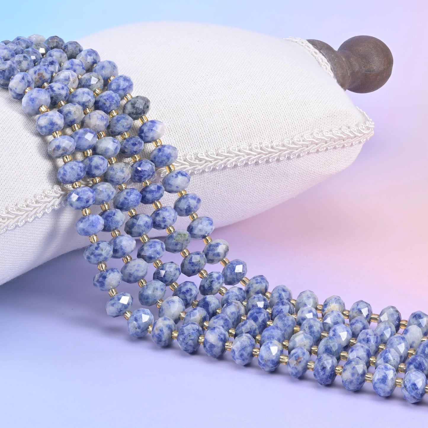 Blue Spot Jasper Faceted Rondelle Beads Size 6x10mm Jewelry Making 15.5 Inch Strand