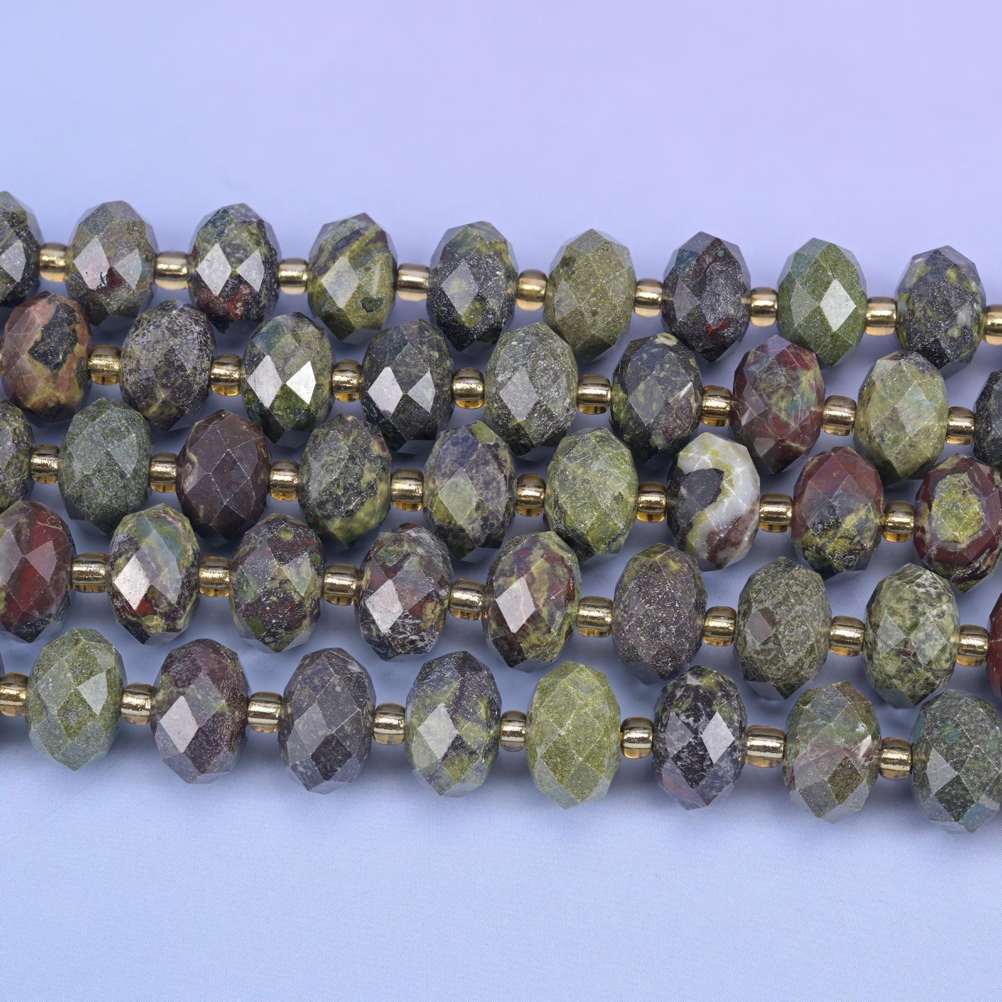 Dragon Bloodstone Faceted Rondelle Beads Size 6x10mm Jewelry Making 15.5 Inch Strand