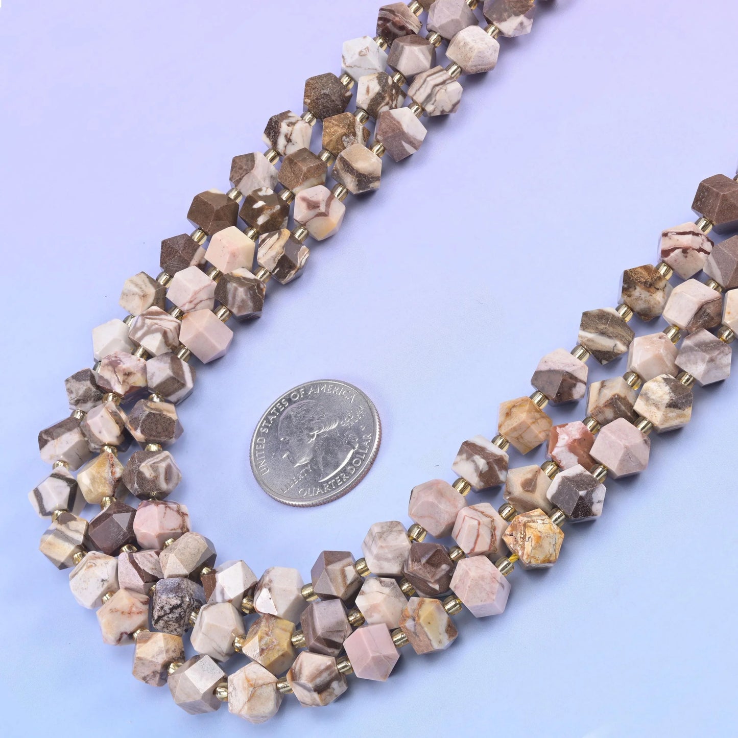 Natural Australia Zebra Jasper Faceted Diamond Rhombus Beads - Size 10mm - Jewelry Making Beads - 15.5 Inches Per Strand - Mycrazycrystal