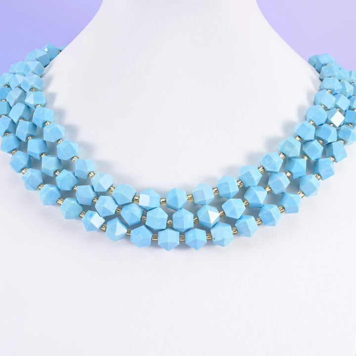 Dyed Blue Howlite Faceted Diamond Rhombus Beads - Size 10mm - Jewelry Making Beads - 15.5 Inches Per Strand - Mycrazycrystal