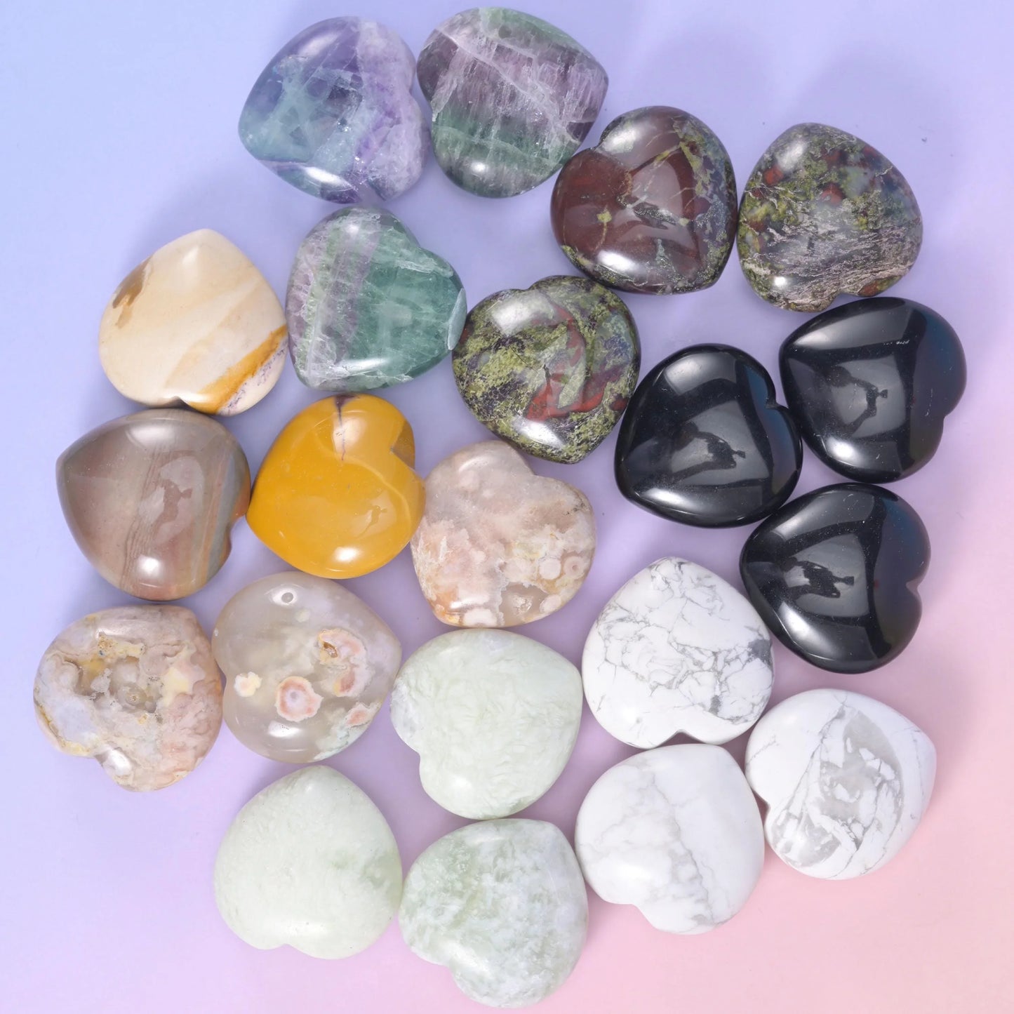 30mm Gemstone Heart Polished Healing Crystal Heart Pocket Stone DIY Gemstone Heart No Hole