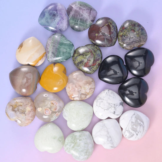 30mm Gemstone Heart Polished Healing Crystal Heart Pocket Stone DIY Gemstone Heart No Hole