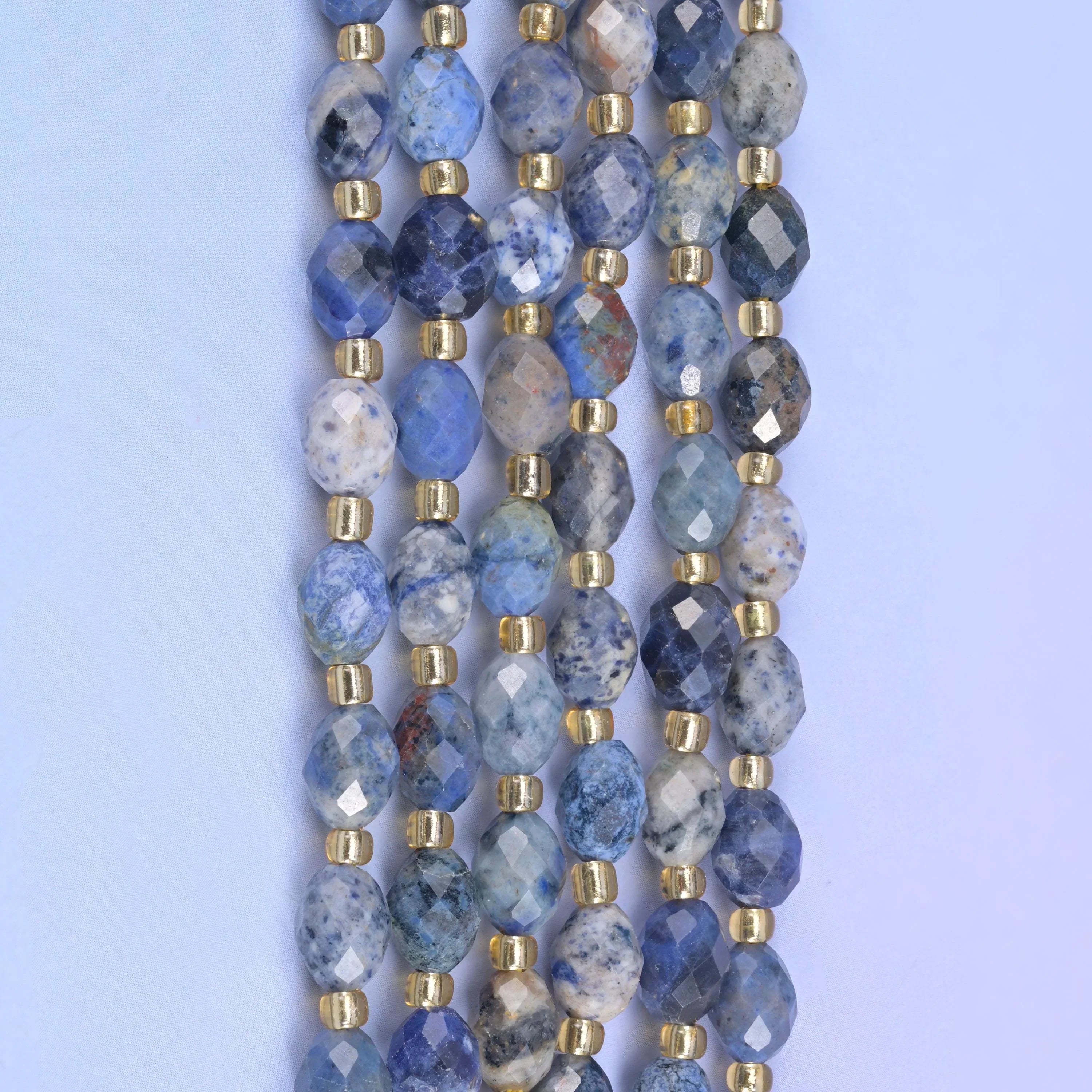 Sunset Dumortierite Faceted Rice Barrel Beads