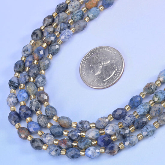 Sunset Dumortierite Faceted Rice Barrel Beads