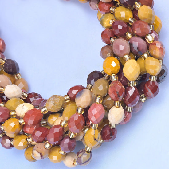 Mookaite Jasper Faceted Rice Barrel Beads