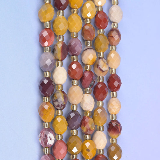 Mookaite Jasper Faceted Rice Barrel Beads