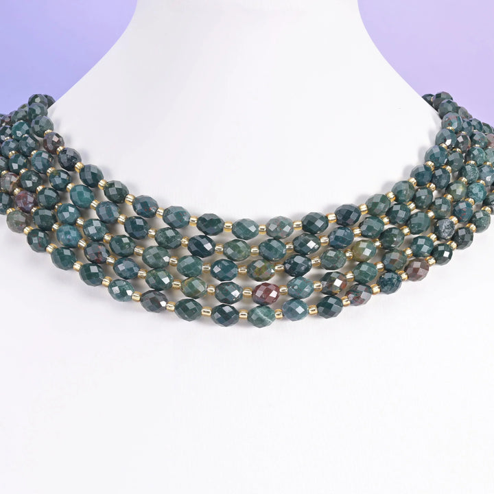 Oriental Jasper Faceted Rice Barrel Beads