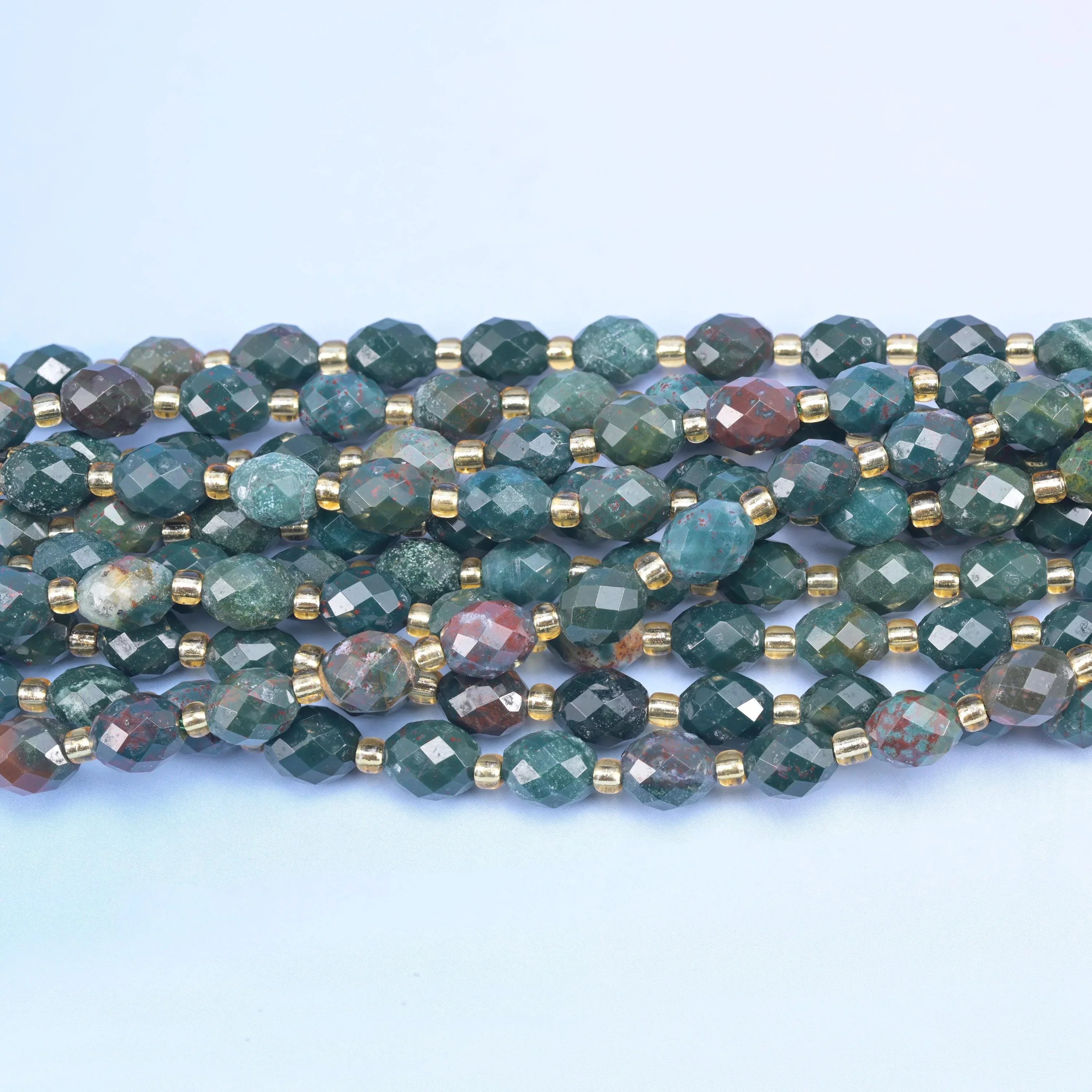 Oriental Jasper Faceted Rice Barrel Beads