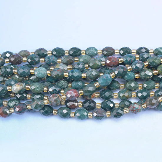 Oriental Jasper Faceted Rice Barrel Beads