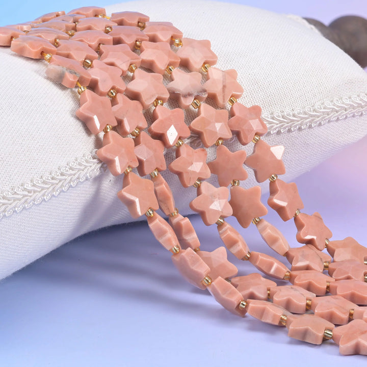 Red Aventurine Faceted Star Beads