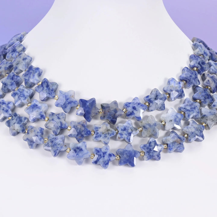 Blue Spot Jasper Faceted Star Beads