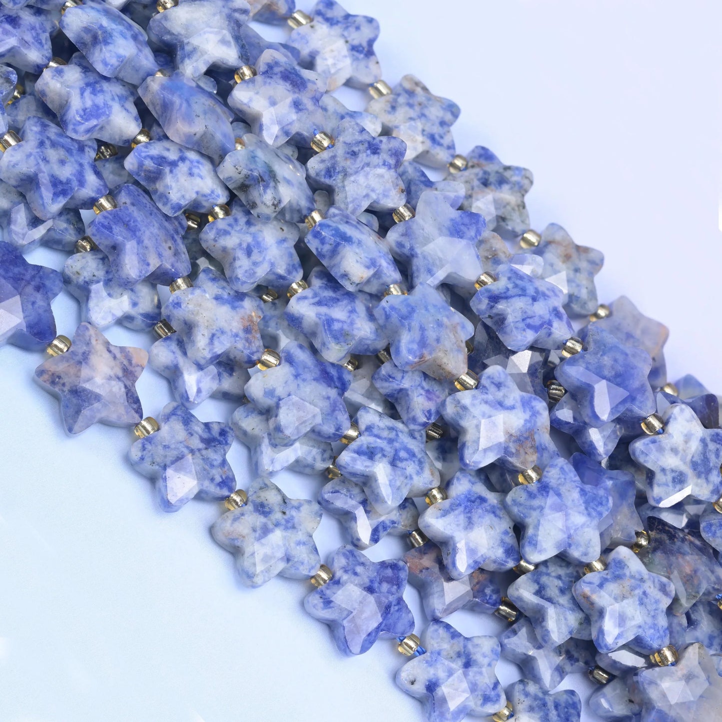 Blue Spot Jasper Faceted Star Beads