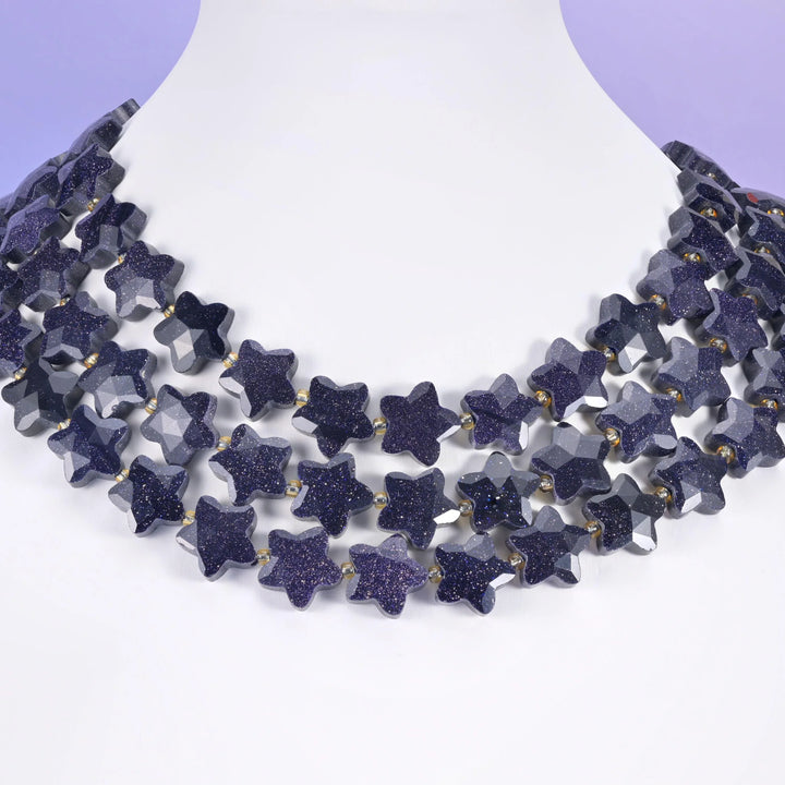 Blue Sandstone Faceted Star Beads