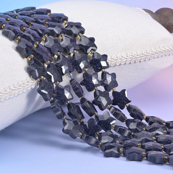 Blue Sandstone Faceted Star Beads