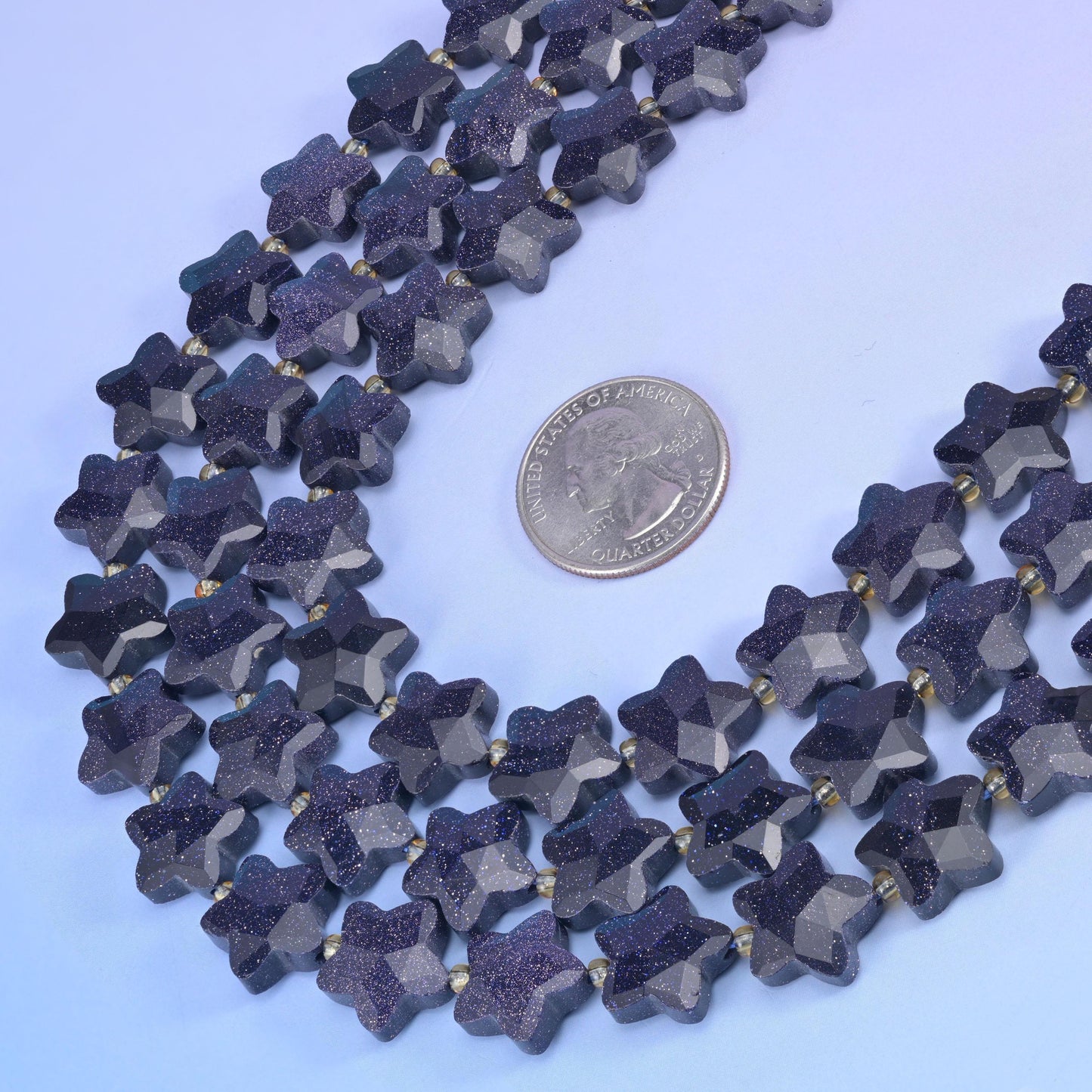 Blue Sandstone Faceted Star Beads