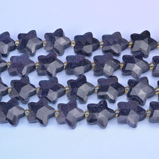 Blue Sandstone Faceted Star Beads