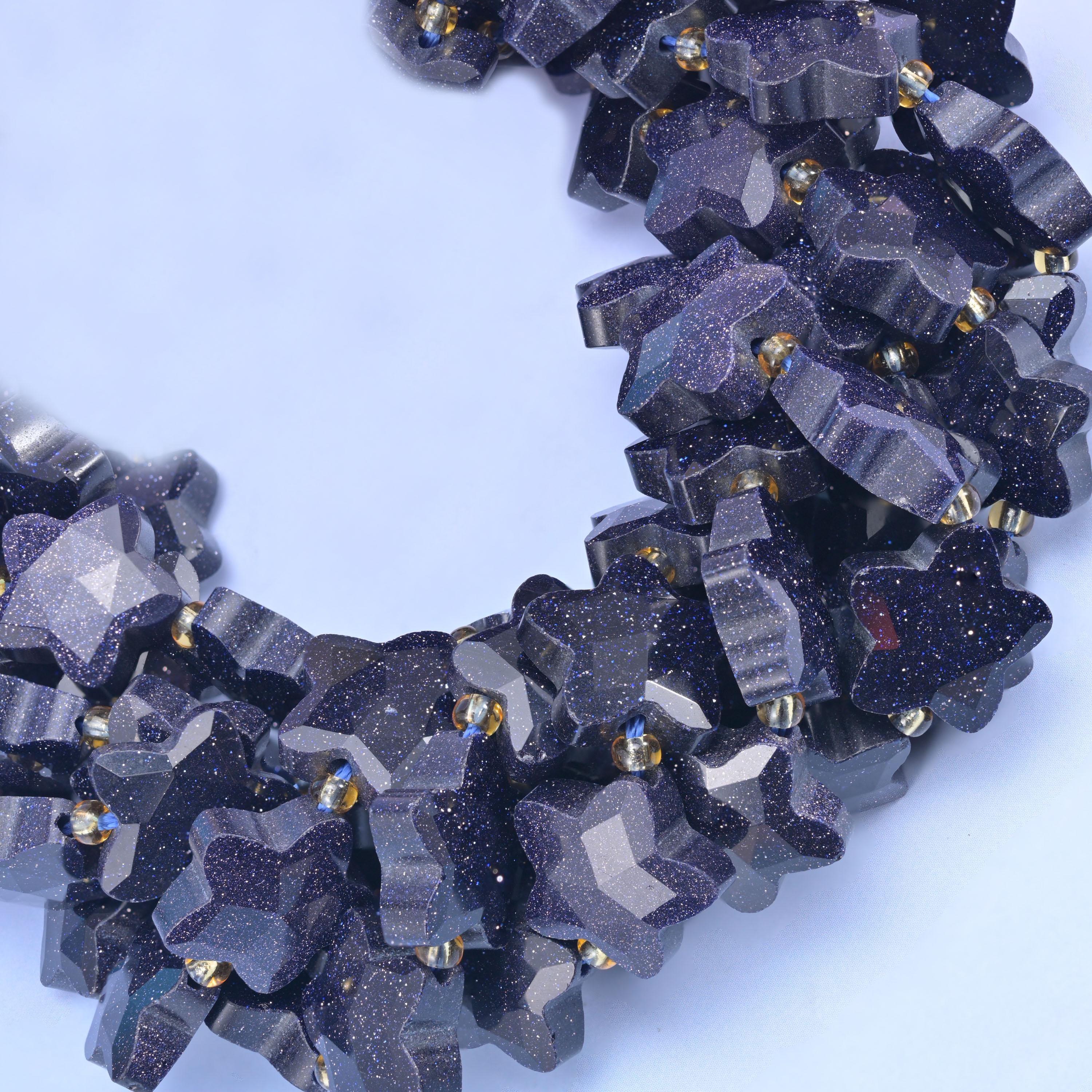 Blue Sandstone Faceted Star Beads
