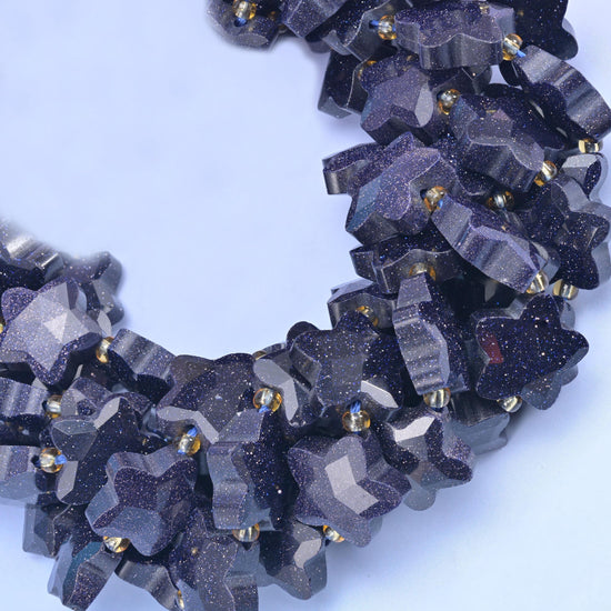 Blue Sandstone Faceted Star Beads