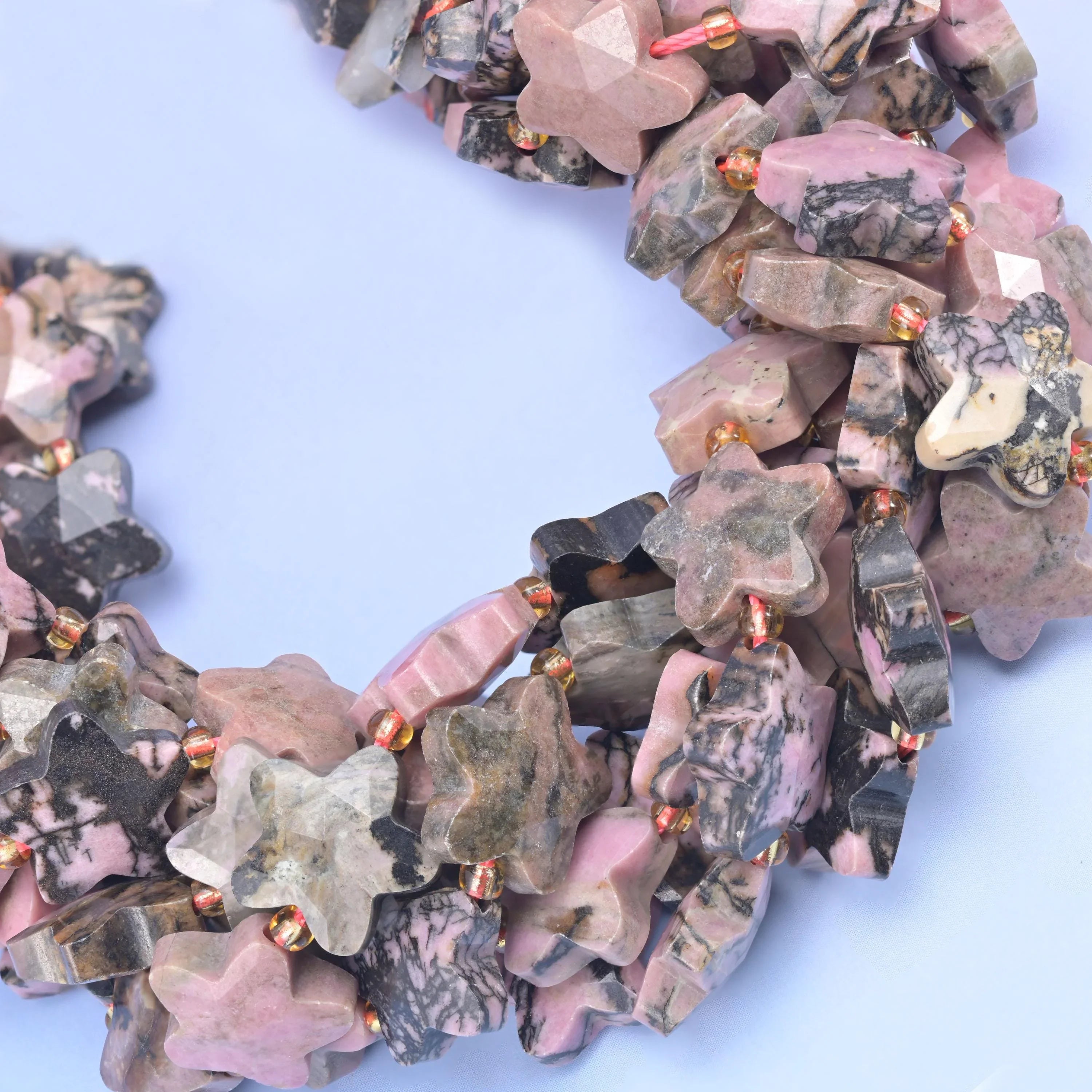 Rhodonite Faceted Star Beads