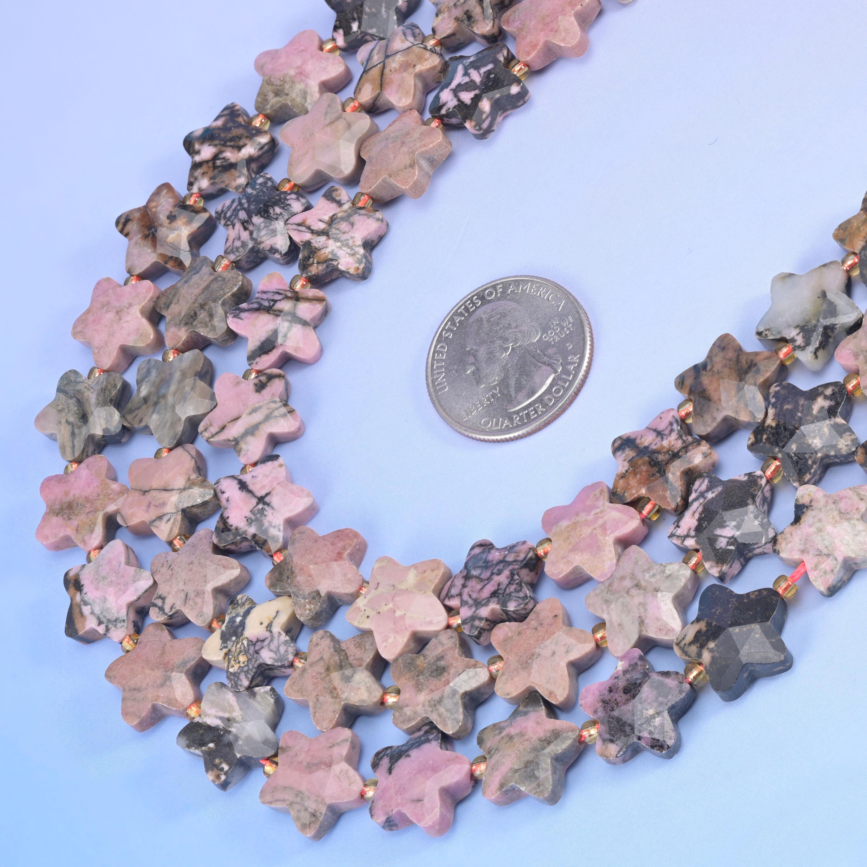 Rhodonite Faceted Star Beads