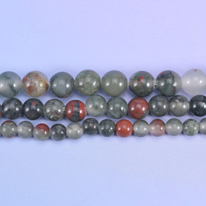 2-2.5mm Hole African Bloodstone Smooth Round Beads 6mm 8mm 10mm Jewelry Making 8 Inch Strand