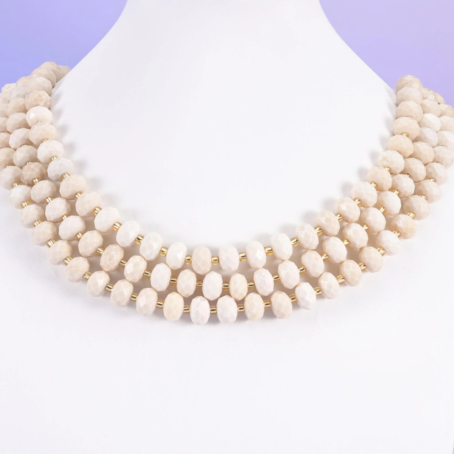 White Fossil Jasper Faceted Rondelle Beads Size 6x10mm Jewelry Making 15.5 Inch Strand